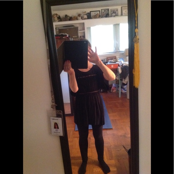 Anthro One Sept. Black dolman belted beaded tunic - Picture 2 of 5